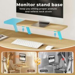 Rackhams Computer Desk Home Office Table with Storage Shelves Monitor Stand Oak - thumbnail 4