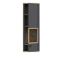 Rackhams Klara Display Cabinet with 1 Glass Door in Grey and Oak inc LED Lighting - Full Assembly Required - Grey & Oak - Matt - thumbnail 4