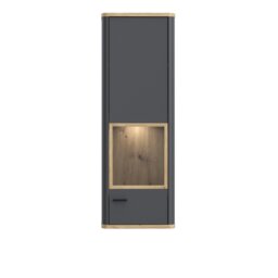Rackhams Klara Display Cabinet with 1 Glass Door in Grey and Oak inc LED Lighting - Full Assembly Required - Grey & Oak - Matt - thumbnail 2