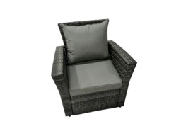 Rackhams Outdoor Furniture Garden Dining Set Rattan Corner Sofa Chair Set Gas Fire Pit Table with Temper Glass 2 Small Footstools Dark Grey Mixed - thumbnail 6