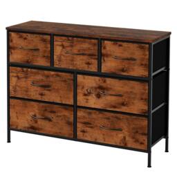 Rackhams Chest of Drawers 7 Drawer Storage for Bedroom Living Room in Brown Black