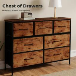 Rackhams Chest of Drawers 7 Drawer Storage for Bedroom Living Room in Brown Black - thumbnail 3