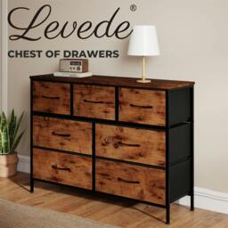 Rackhams Chest of Drawers 7 Drawer Storage for Bedroom Living Room in Brown Black - thumbnail 2