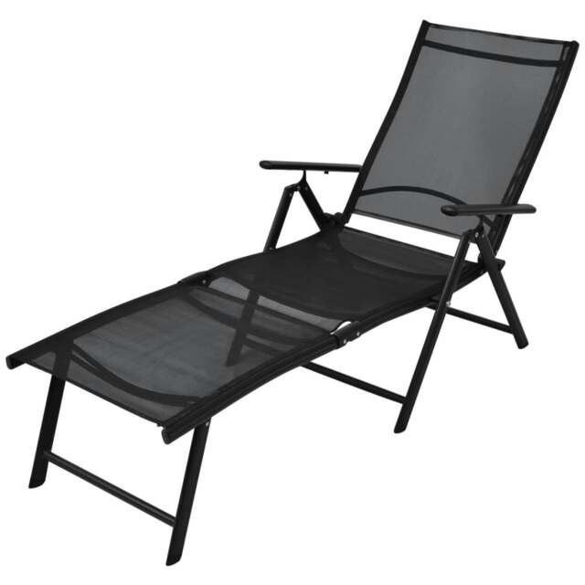 Rackhams Folding Sun Lounger Aluminium Black