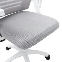 Rackhams Mesh Back Ergonomic 360 Degree Swivel Office Chair with Folding Armrests - White - White - thumbnail 6