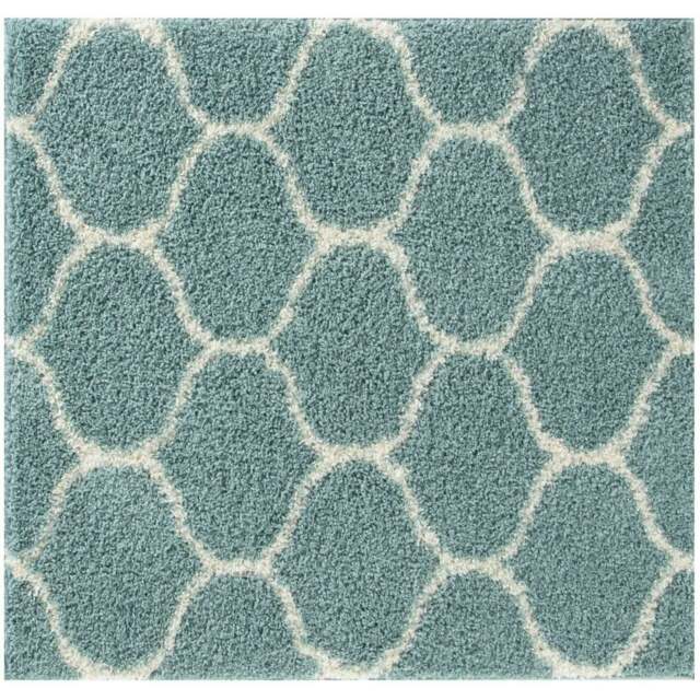 Rackhams Moroccan Duck Egg Blue Shaggy Rug - 650 - 120X120 cm - image 1