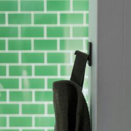 Rackhams Black Stainless Steel Single Towel Hook (30 x 30mm) Self Adhesive Bathroom Wall Mounted - thumbnail 3