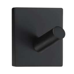 Rackhams Black Stainless Steel Single Towel Hook (30 x 30mm) Self Adhesive Bathroom Wall Mounted