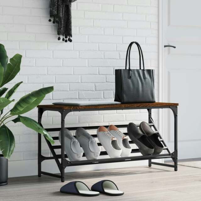 Rackhams Shoe Rack Brown Oak 90x30x45 cm Engineered Wood