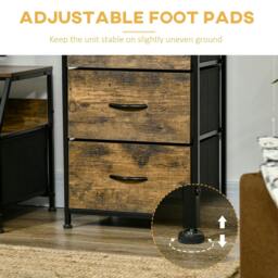 Rackhams Industrial Storage Cabinet, Fabric Chest of Drawers with Display Shelves, 3 Drawers Storage Unit for Living Room, Rustic Brown - thumbnail 6