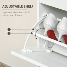 Rackhams Tipping Shoe Cabinet Hall Organizer with Flip Drawers for Entry 16 Pairs - White - thumbnail 4