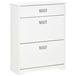 Rackhams Tipping Shoe Cabinet Hall Organizer with Flip Drawers for Entry 16 Pairs - White - thumbnail 2