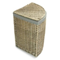 Rackhams Small Antique Wash Corner Linen Basket with Grey Sage Lining - thumbnail 2