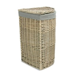 Rackhams Small Antique Wash Corner Linen Basket with Grey Sage Lining - thumbnail 3
