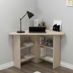 Rackhams Corner Computer Desk with Shelves-Gredos - Beige - thumbnail 1