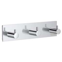 Rackhams Polished Chrome Triple Towel Hook Rail 40mm x 165mm Wall Mounted Bathroom Rectangular Robe Hooks Clothes Hanger Coat Peg