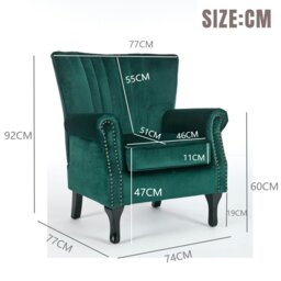 Rackhams High Back Modern Tub Chair Mid-Century Velvet Accent Chair Sofa w Soft Padded - thumbnail 5