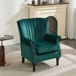 Rackhams High Back Modern Tub Chair Mid-Century Velvet Accent Chair Sofa w Soft Padded - thumbnail 4