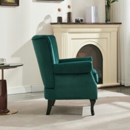 Rackhams High Back Modern Tub Chair Mid-Century Velvet Accent Chair Sofa w Soft Padded - thumbnail 2
