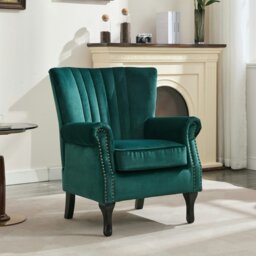 Rackhams High Back Modern Tub Chair Mid-Century Velvet Accent Chair Sofa w Soft Padded - thumbnail 6