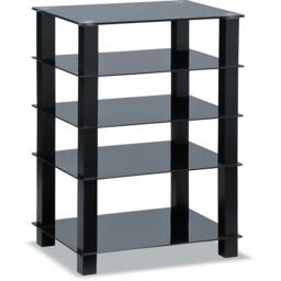Rackhams TRINITY Gloss Black 5 Shelf with Black Legs Flat Screen TV Rack Glass Stand - 1 - Black - AV Rack - thumbnail 4
