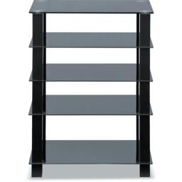 Rackhams TRINITY Gloss Black 5 Shelf with Black Legs Flat Screen TV Rack Glass Stand - 1 - Black - AV Rack - thumbnail 5