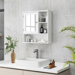Rackhams Wall Mounted Bathroom Mirror Glass Storage Cabinet Cupboard with Shelf - thumbnail 3