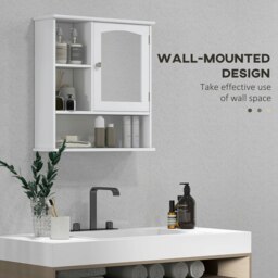 Rackhams Wall Mounted Bathroom Mirror Glass Storage Cabinet Cupboard with Shelf - thumbnail 4