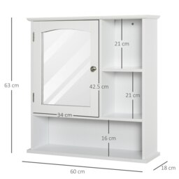 Rackhams Wall Mounted Bathroom Mirror Glass Storage Cabinet Cupboard with Shelf - thumbnail 6