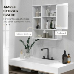 Rackhams Wall Mounted Bathroom Mirror Glass Storage Cabinet Cupboard with Shelf - thumbnail 5