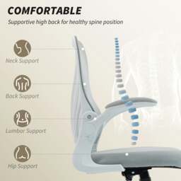 Rackhams Mesh Office Chair, Computer Chair with Foldable Backrest, Grey - Yes - Office Chair - 73W x 62D x 101-111H cm - thumbnail 5