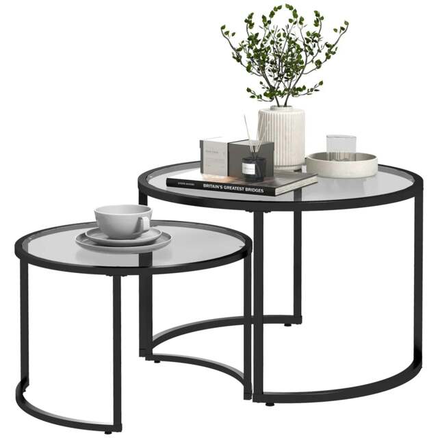 Rackhams Two-Piece Nest of Glass-Top Coffee Tables - image 1