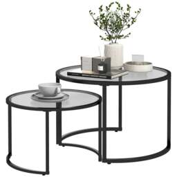 Rackhams Two-Piece Nest of Glass-Top Coffee Tables - thumbnail 1