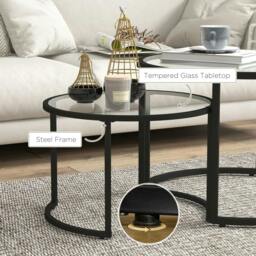 Rackhams Two-Piece Nest of Glass-Top Coffee Tables - thumbnail 6