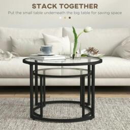 Rackhams Two-Piece Nest of Glass-Top Coffee Tables - thumbnail 4