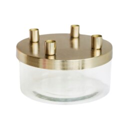 Rackhams Metal Candle Holder with Glass Bowl - Gold