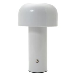 Rackhams Gloss White Modern Mushroom Style Rechargeable LED Touch Dimmable Table Lamp - thumbnail 1