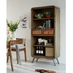 Rackhams Aaron Wood & Metal Wide Bookcase - Wood - 1 - 85CM X 40CM X 180CM  (LXDXH)