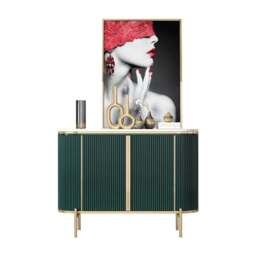 Rackhams Elec Sideboard, Green & Gold - 150cm - Green ( With White Table Top ) - thumbnail 4