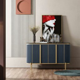 Rackhams Elec Sideboard, Green & Gold - 150cm - Green ( With White Table Top ) - thumbnail 2