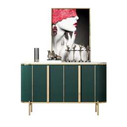 Rackhams Elec Sideboard, Green & Gold - 150cm - Green ( With White Table Top ) - thumbnail 3
