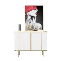 Rackhams Elec Sideboard, Green & Gold - 150cm - Green ( With White Table Top ) - thumbnail 6