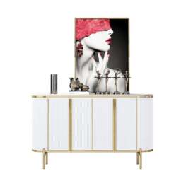 Rackhams Elec Sideboard, Green & Gold - 150cm - Green ( With White Table Top ) - thumbnail 5