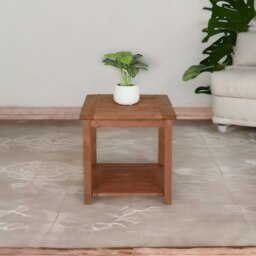 Rackhams 2 Tier Wooden Side Coffee Table For Garden Brown - thumbnail 6
