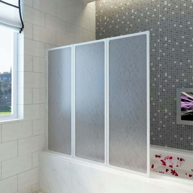 Rackhams Shower Bath Screen Wall 117 x 120 cm 3 Panels Foldable