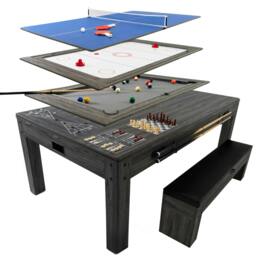 Rackhams 7-In-1 Games Table & Storage Bench - Grey - thumbnail 1