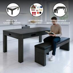 Rackhams 7-In-1 Games Table & Storage Bench - Grey - thumbnail 2