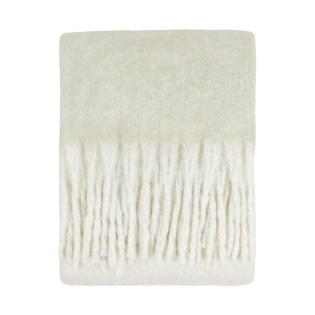 Rackhams Woven Tassel Throw - Ecru - 140cm x 180cm - Ecru - 100% Polyester - image 1