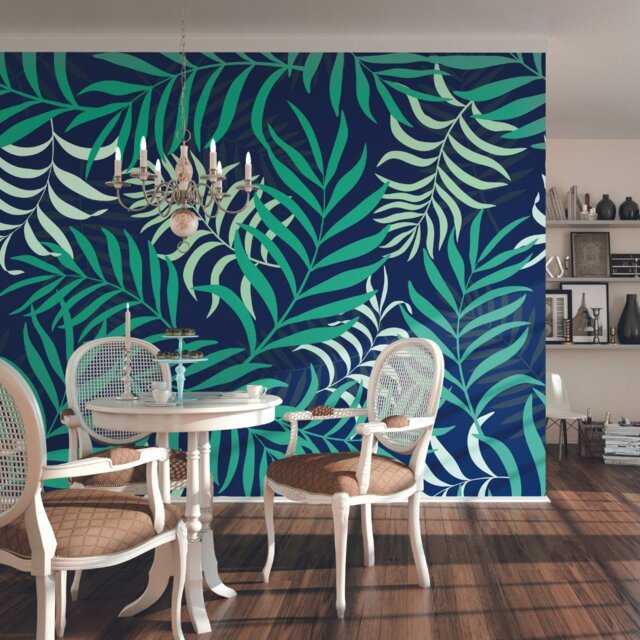 Rackhams Exotic Jungle Leaves Wall Mural - Green - Large - W350cm x H280cm - image 1