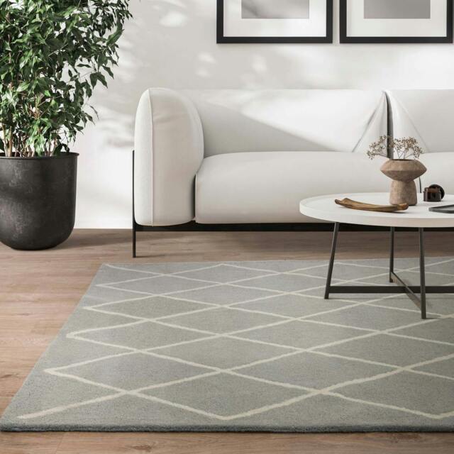 Rackhams Albany Diamond Silver Rug - 120x170cm - image 1